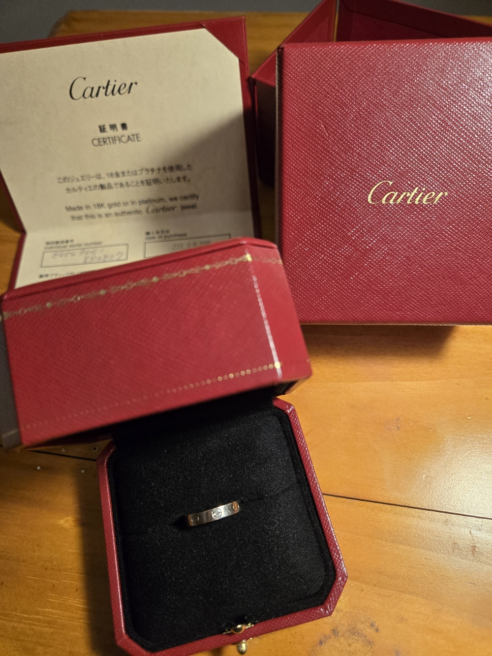 Authentic Cartier Love Wedding Band Ring in White Gold, Small Model